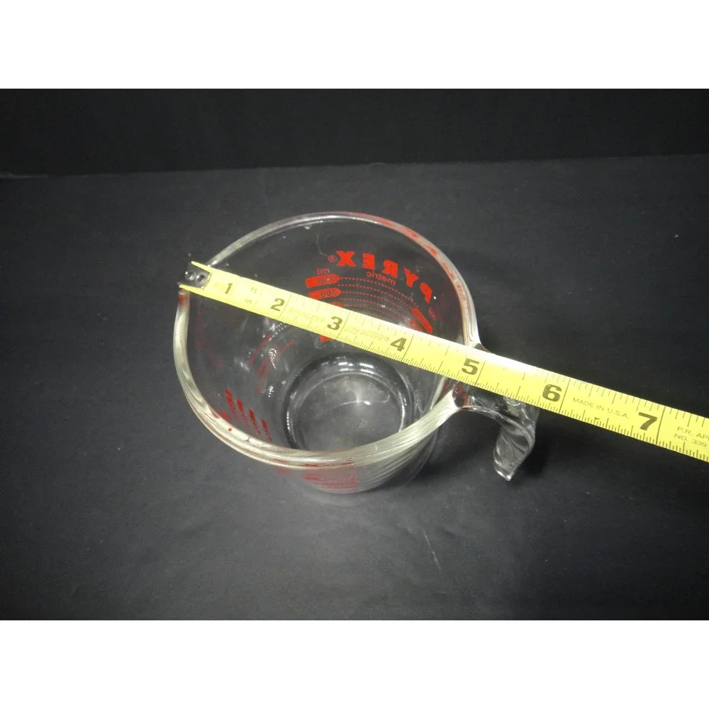 Vintage Pyrex 1 Cup Glass Measuring Cup Red Lettering Made in USA 8oz 250ml